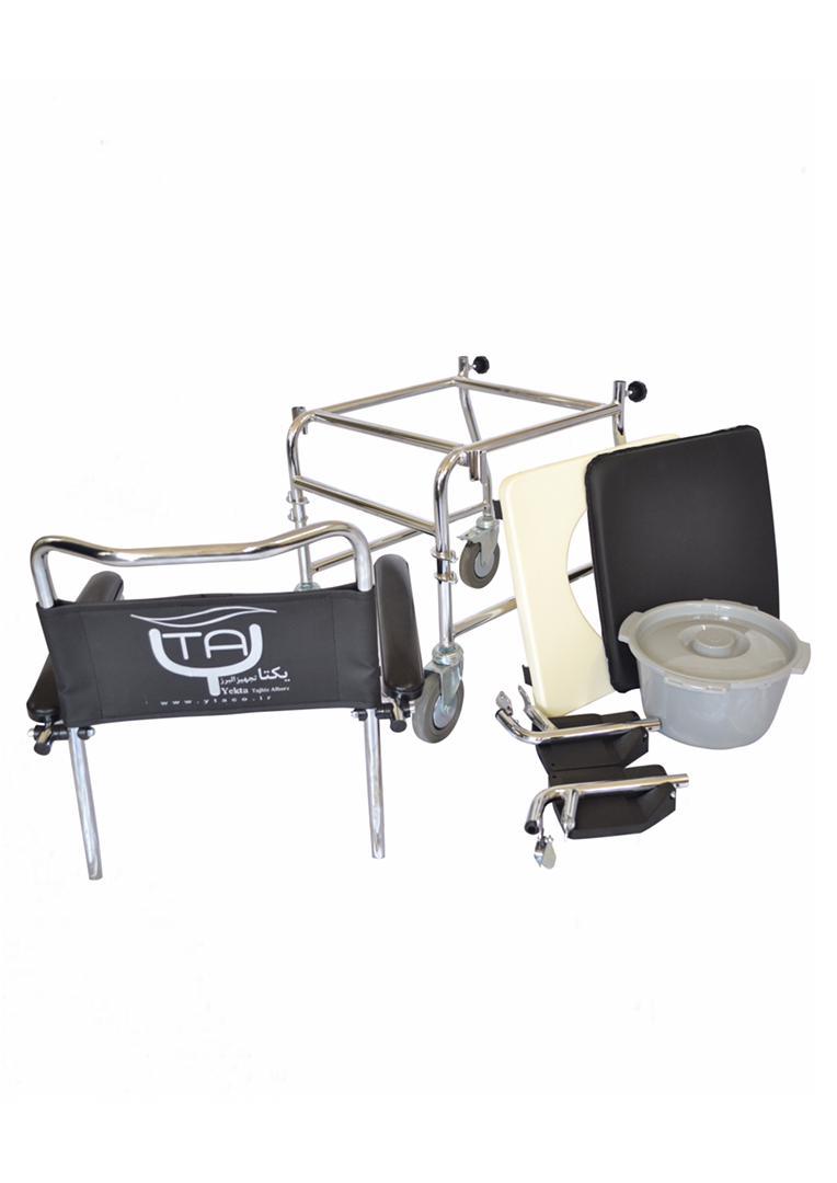 ویلچر حمامی چهار چرخ کوچک یکتا تجهیز البرز | سبک، ضدزنگ و مناسب سرویس بهداشتی - Image 4
