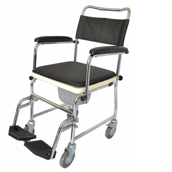 ویلچر حمامی چهار چرخ کوچک یکتا تجهیز البرز | سبک، ضدزنگ و مناسب سرویس بهداشتی